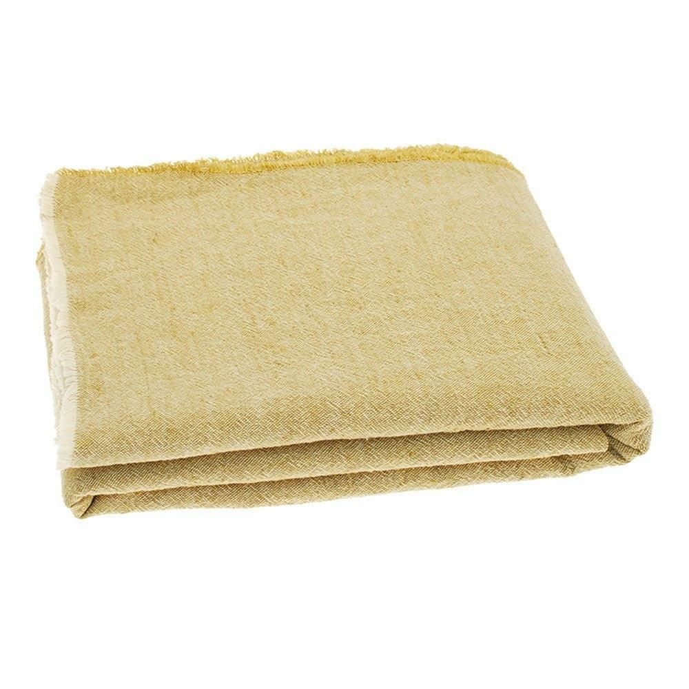 Mustard Linen and Cotton Throw