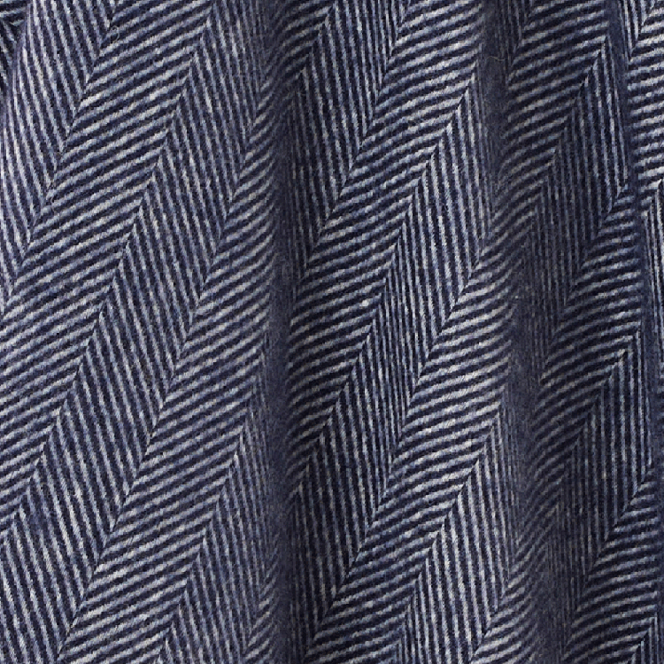 Navy Merino Herringbone Throw by Bronte