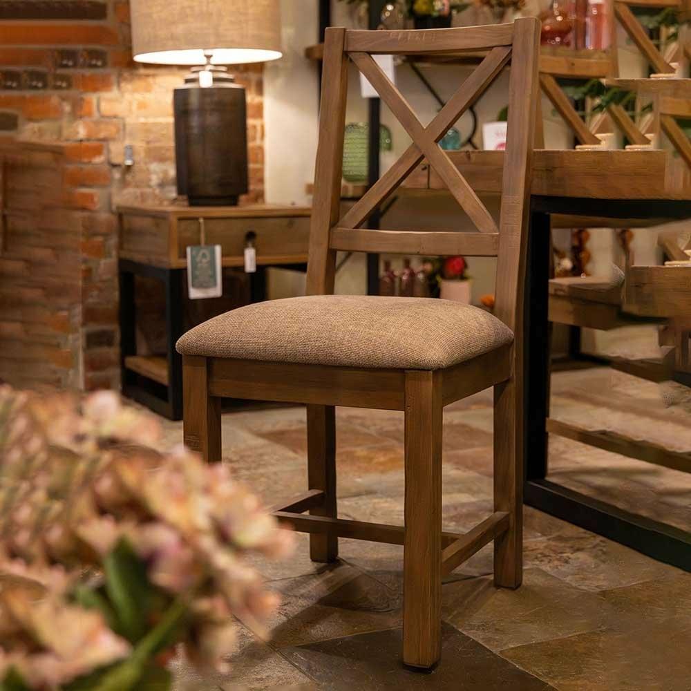 Newland Reclaimed Dining Chair, Upholstered