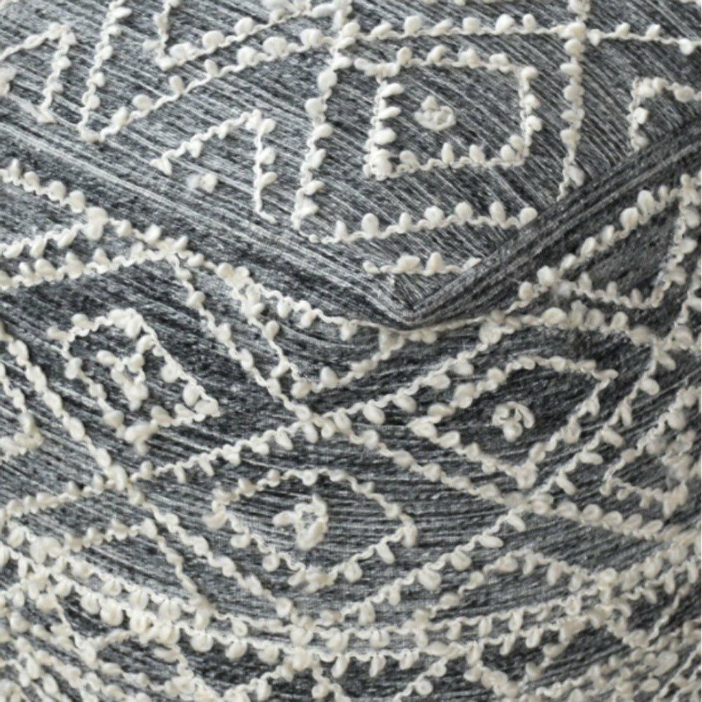 Oglat Jacquard Grey Wool Pouffe