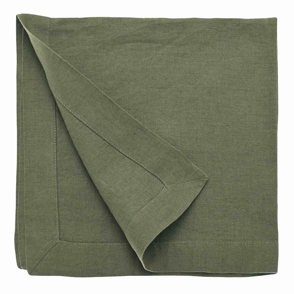 Olive Green Linen Napkin, Set of Two