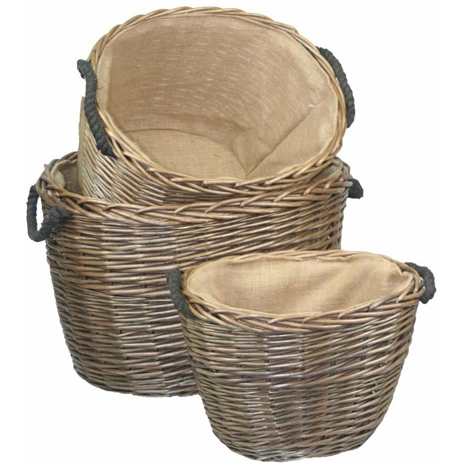 Oval Lined Log Basket, Large