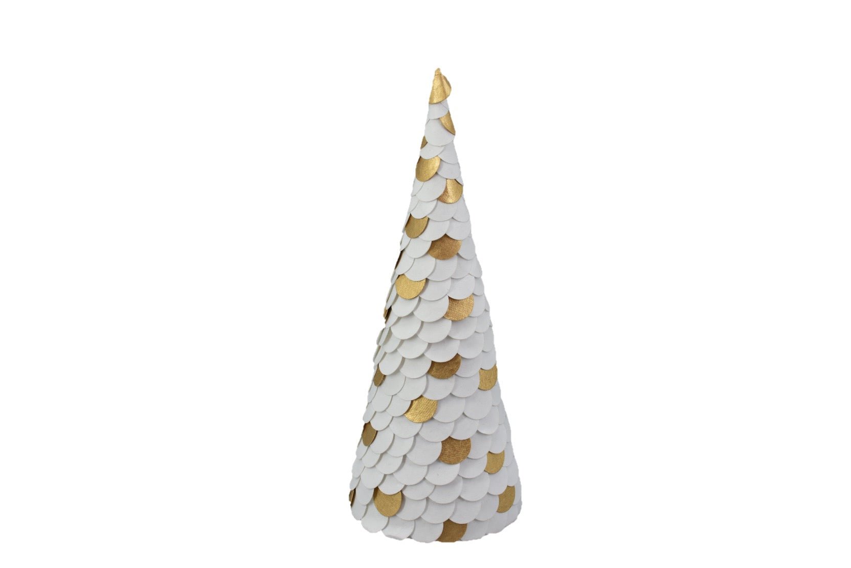 Paper Cone Tree, White and Gold, 31cm