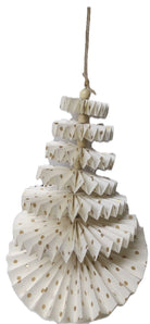 Paper Fan Hanging Decoration, White and Gold