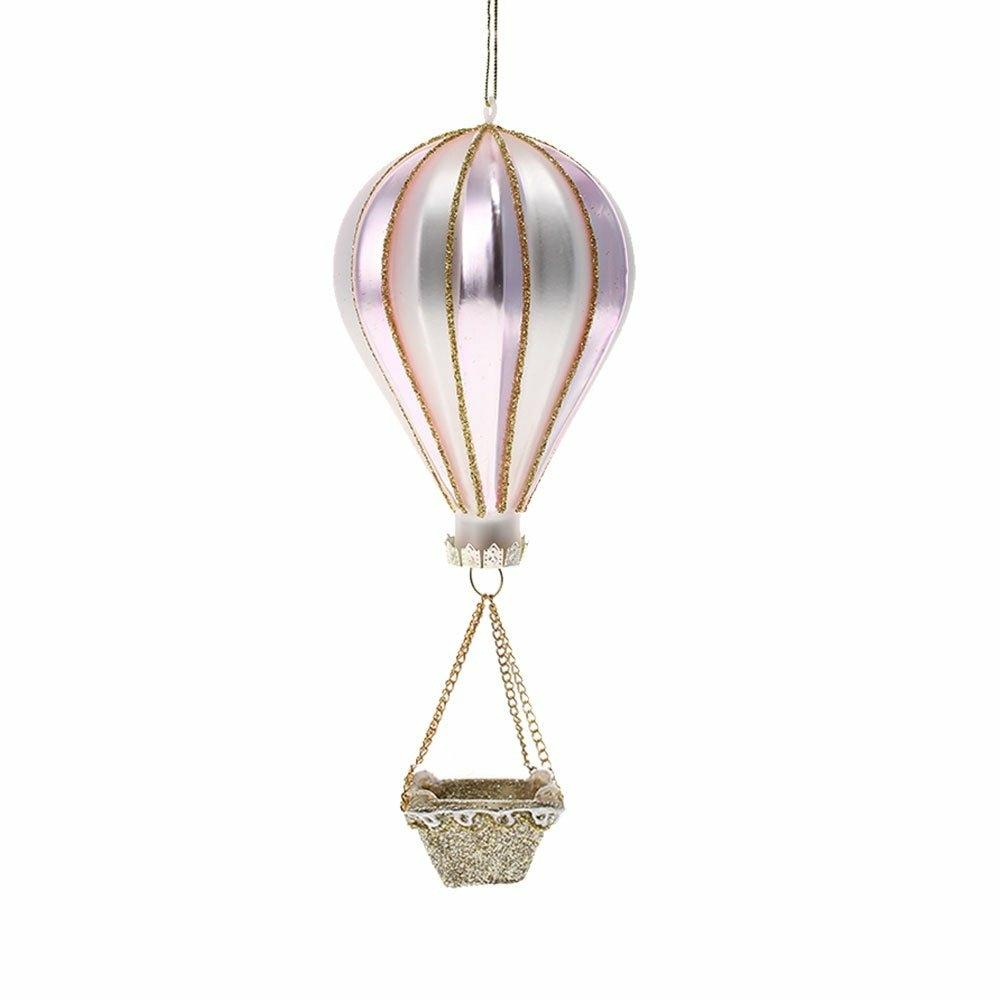 Pink and White Hot Air Balloon Bauble