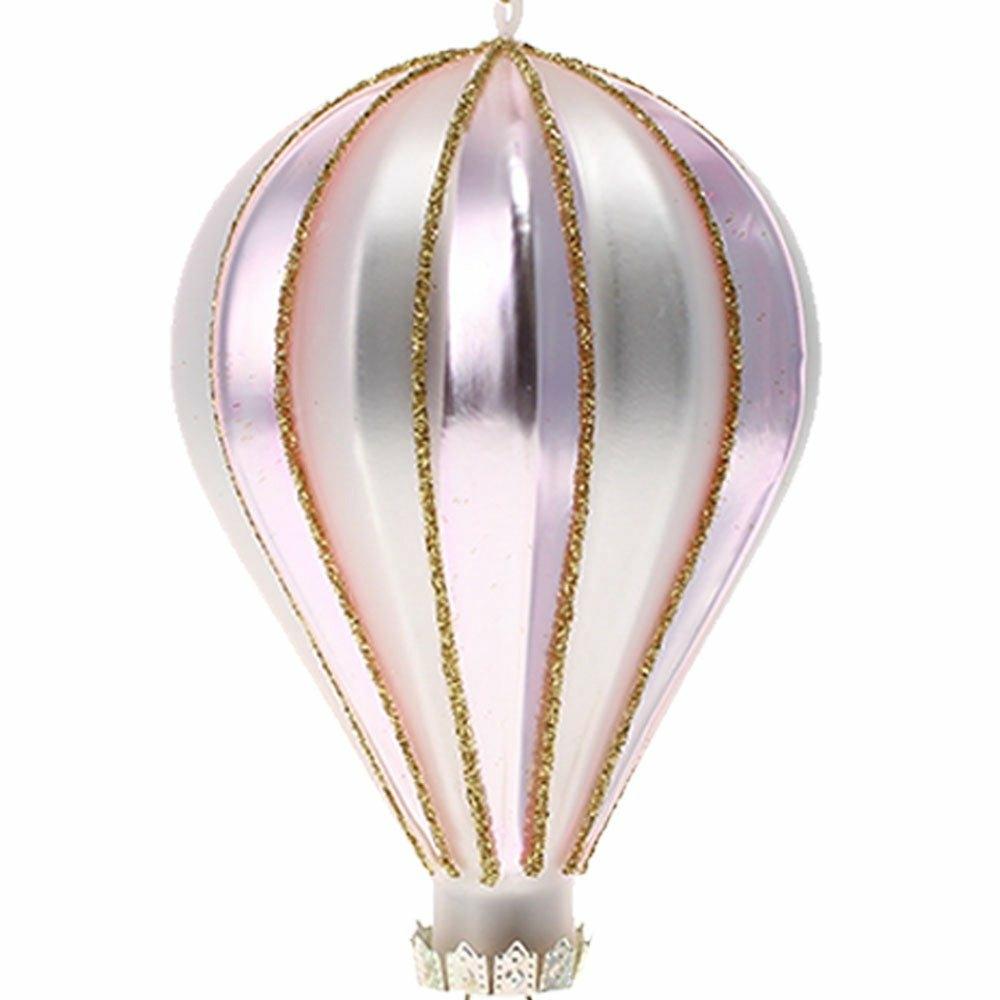 Pink and White Hot Air Balloon Bauble