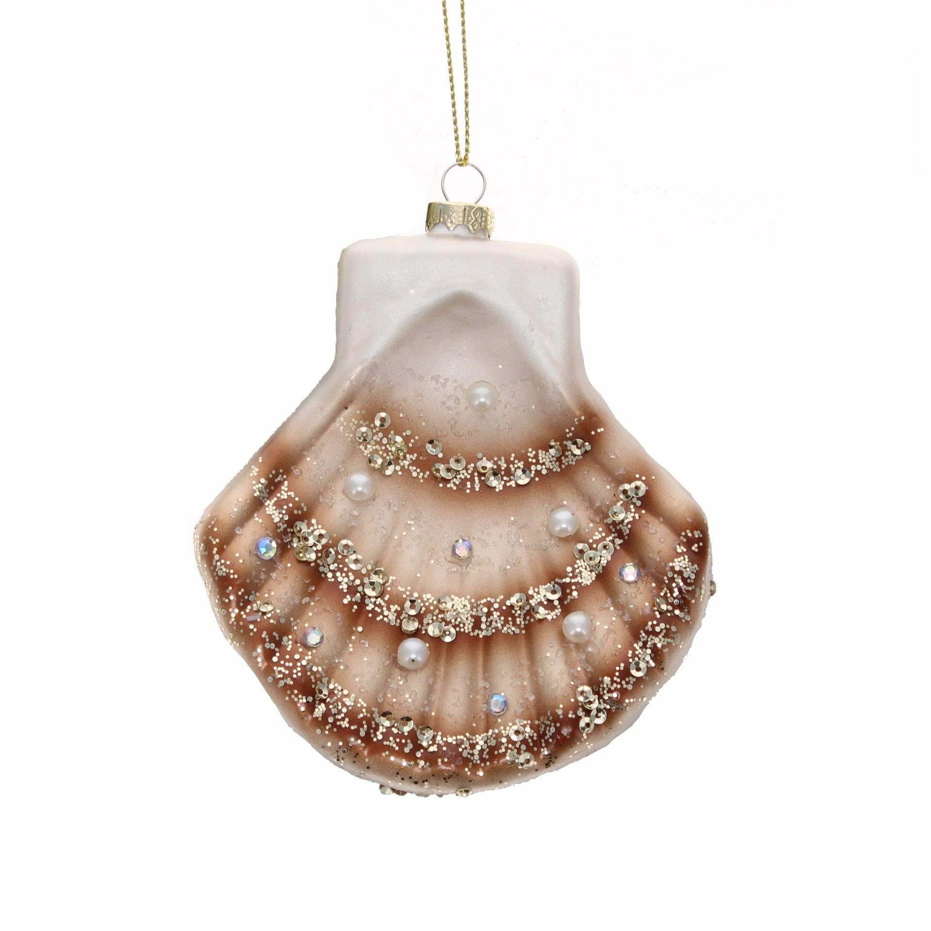 Pink Glass Scallop Bauble