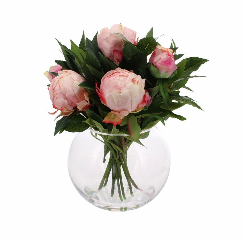 Pink Peonies in Globe Vase