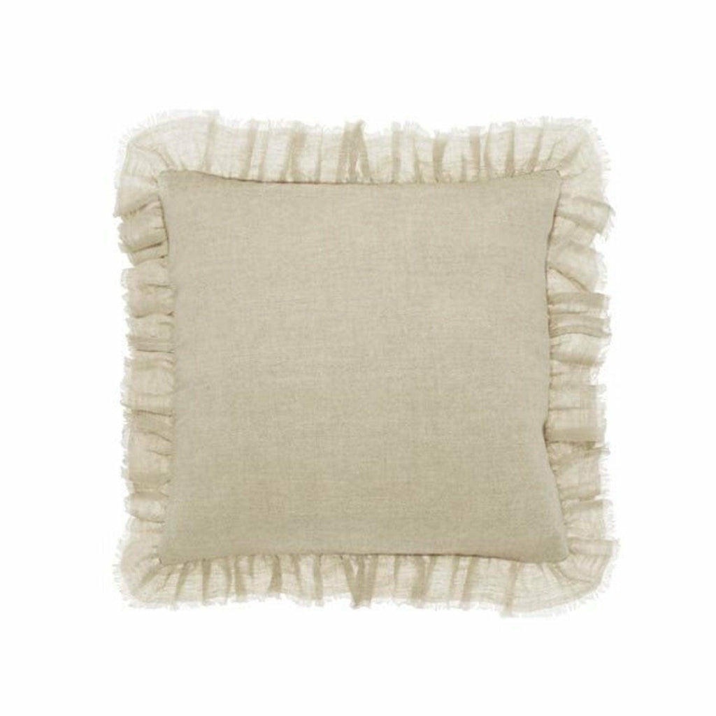 Pure Linen Ruffle Cushion, Natural