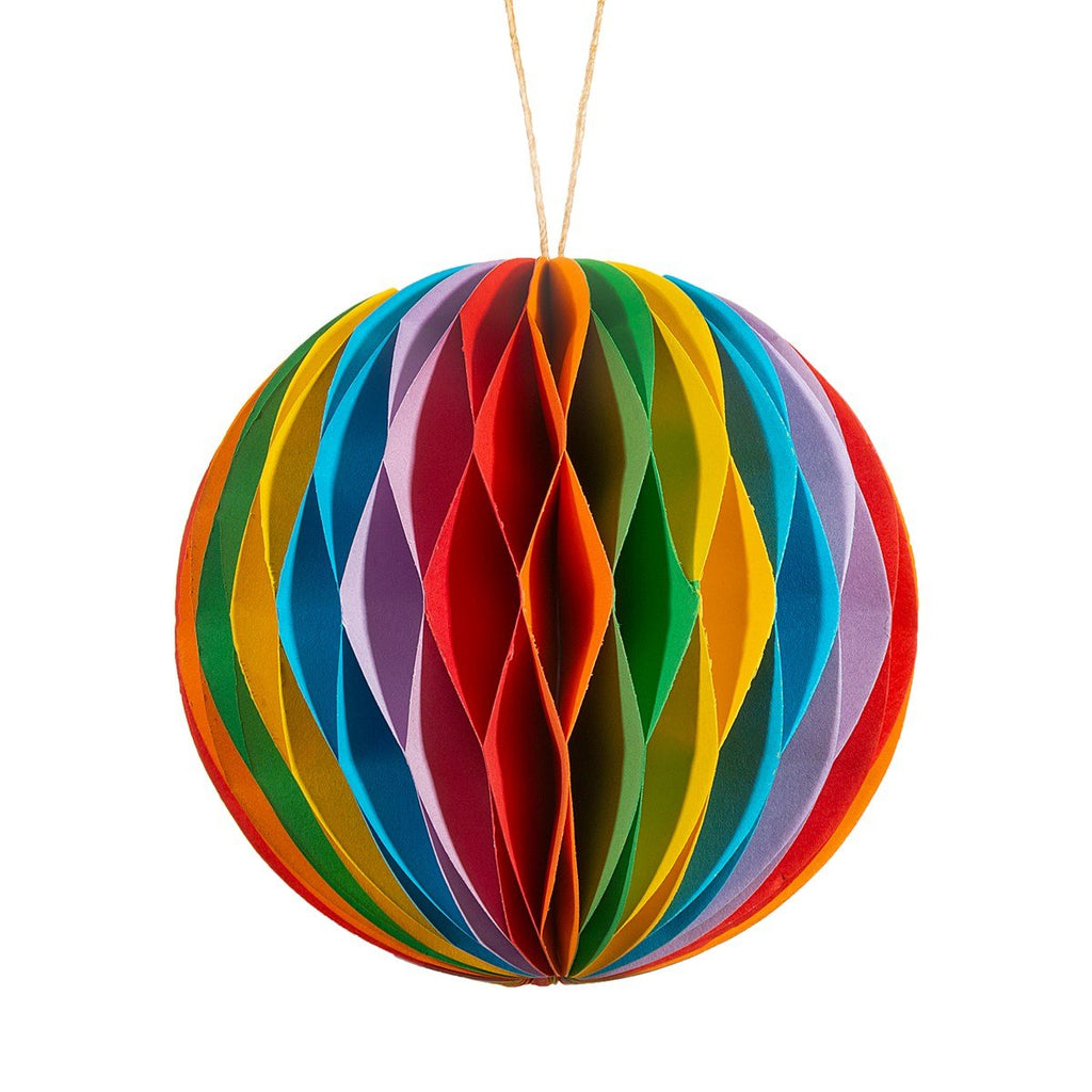 Rainbow Honeycomb Paper Bauble - Angela Reed - Christmas Decorations