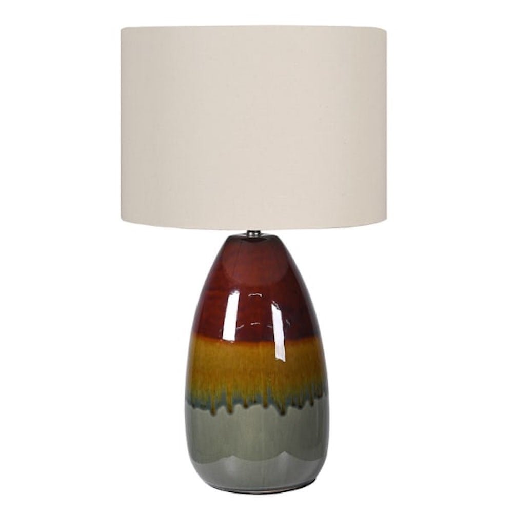 Reactive Glaze Table Lamp with Linen Shade - Angela Reed -