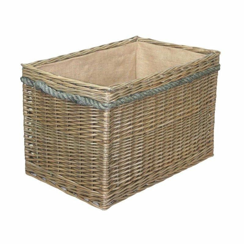 Rectangular Rope Handled Log Basket, Medium