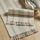 Recycled Cotton Striped Placemat, Taupe