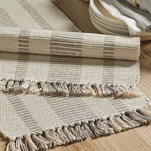 Recycled Cotton Striped Table Runner, Taupe - Angela Reed -