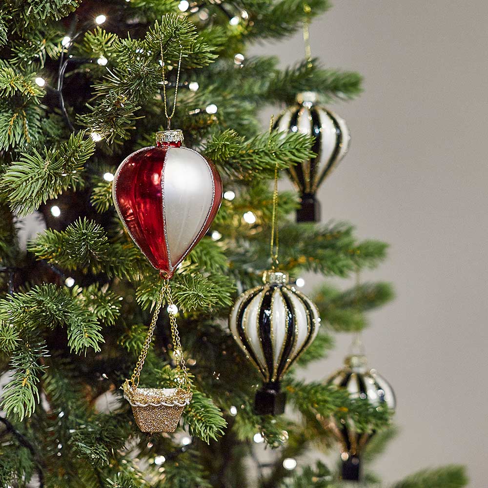 Red and White Hot Air Balloon Bauble