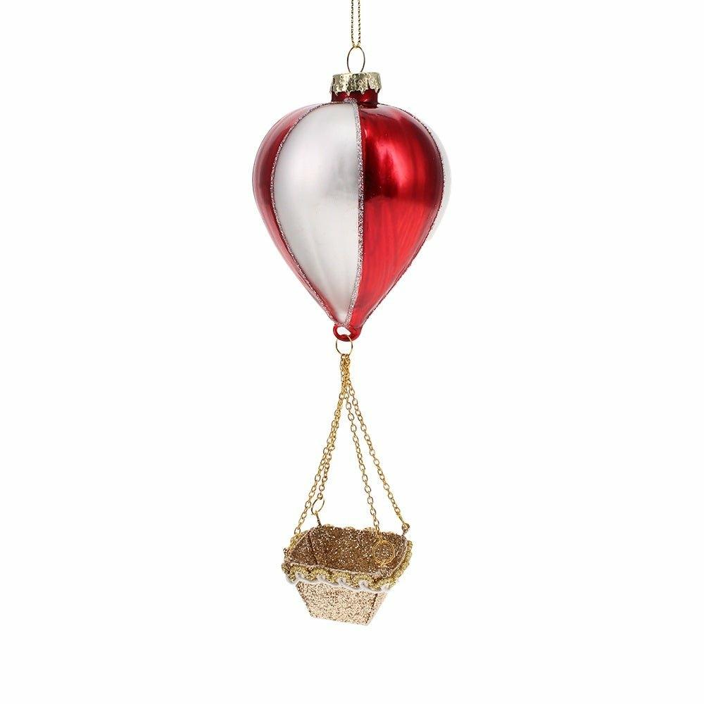 Red and White Hot Air Balloon Bauble