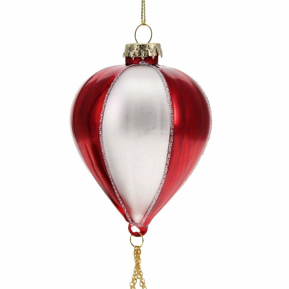 Red and White Hot Air Balloon Bauble