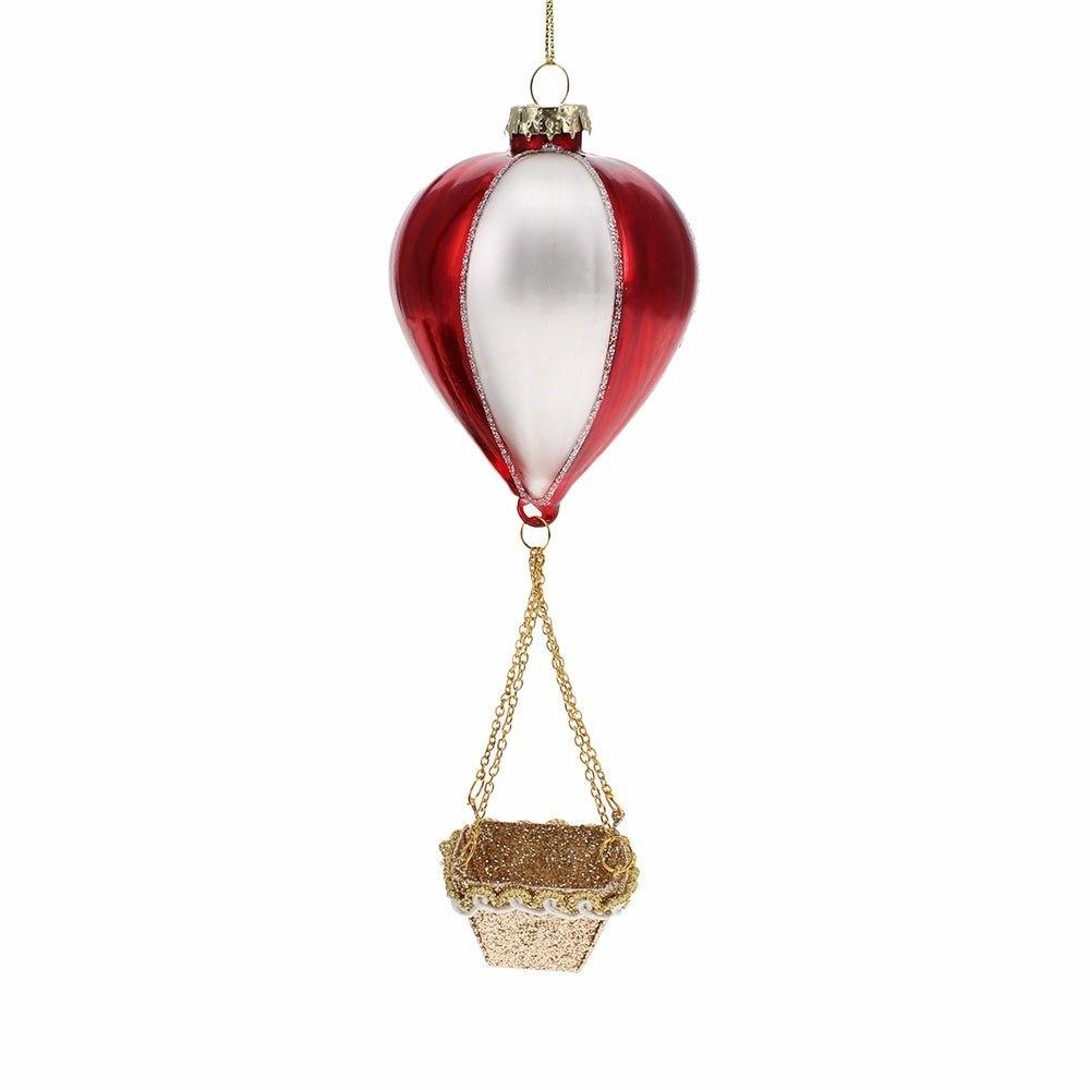 Red and White Hot Air Balloon Bauble