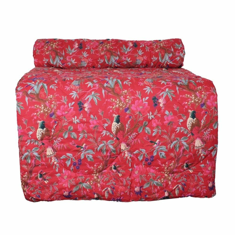 Red Exotic Bird Double Quilted Throw