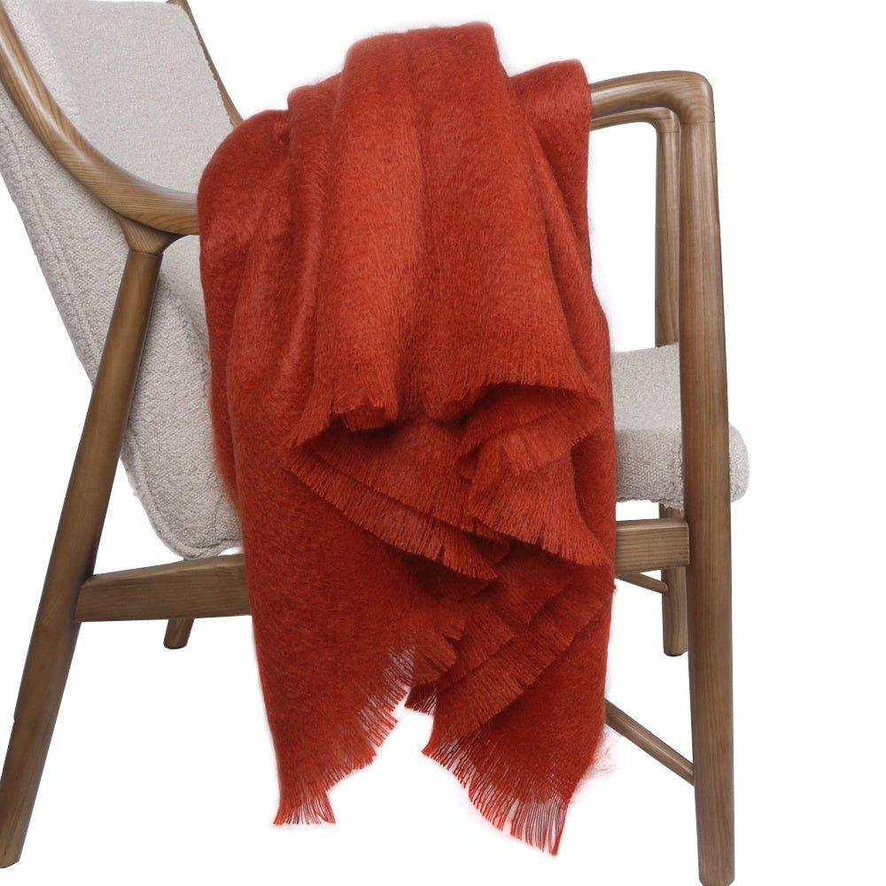 Red Mohair Throw by Bronte