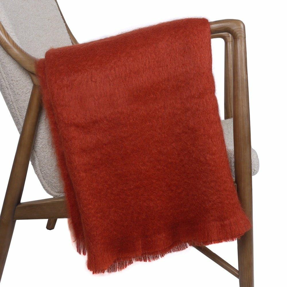 Red Mohair Throw by Bronte