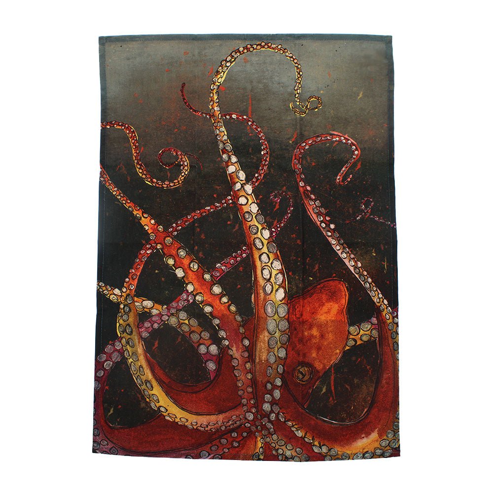 Red Octopus Tea Towel - Angela Reed -