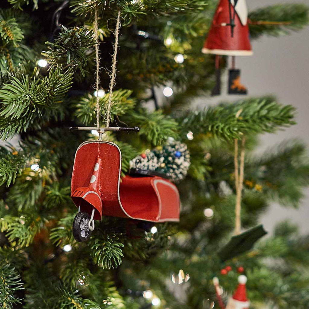 Red Retro Scooter Decoration - Angela Reed - Christmas Decorations