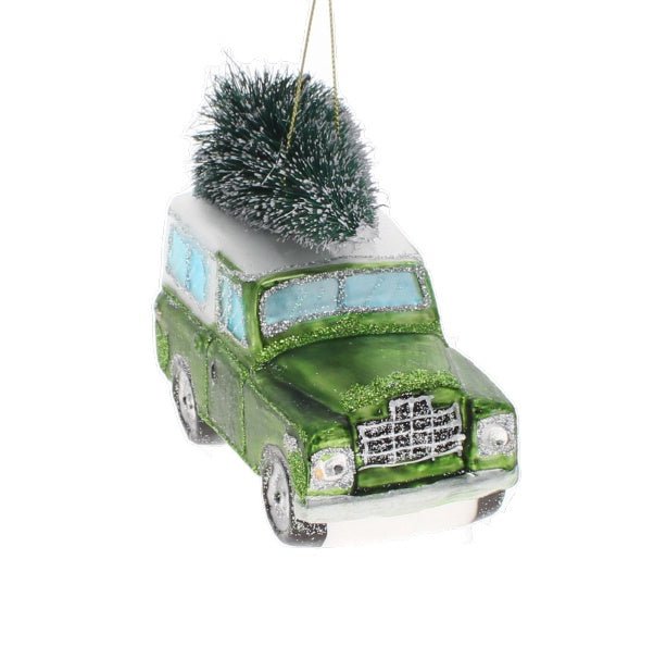 Retro Glass Land Rover Decoration, Green