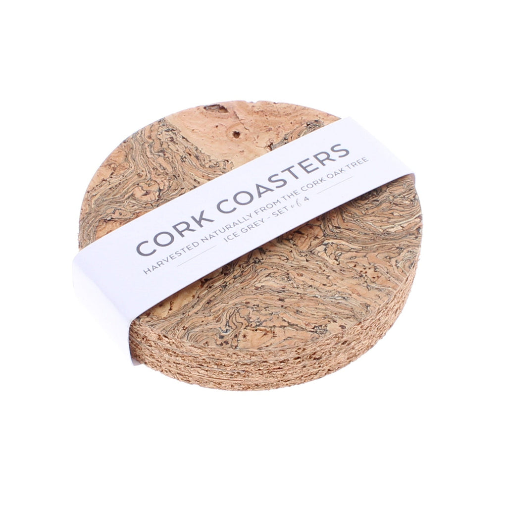 Round Cork Coasters, Natural, Set of 4