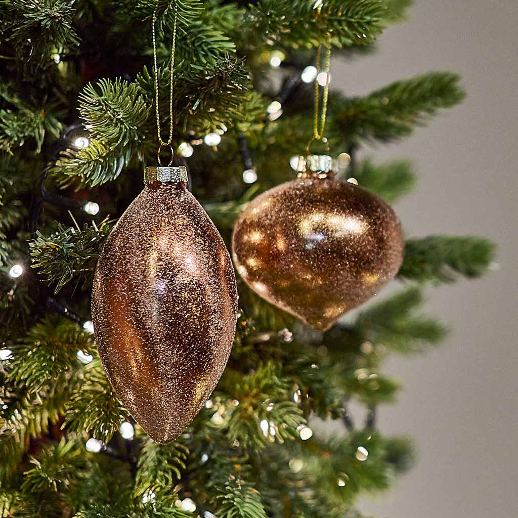 Rustic Teardrop Glass Bauble - Angela Reed - Christmas Decorations