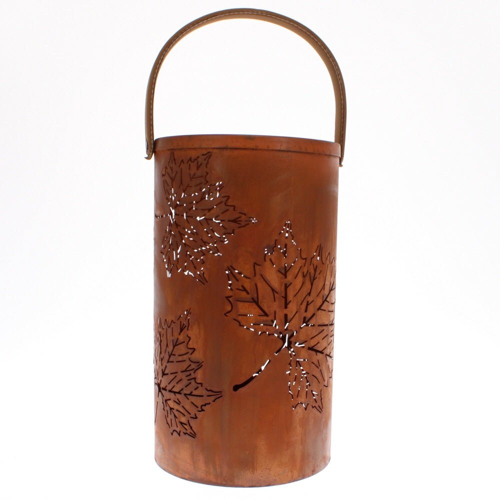 Rusty Leaf Lantern with Handle, Large - Angela Reed -