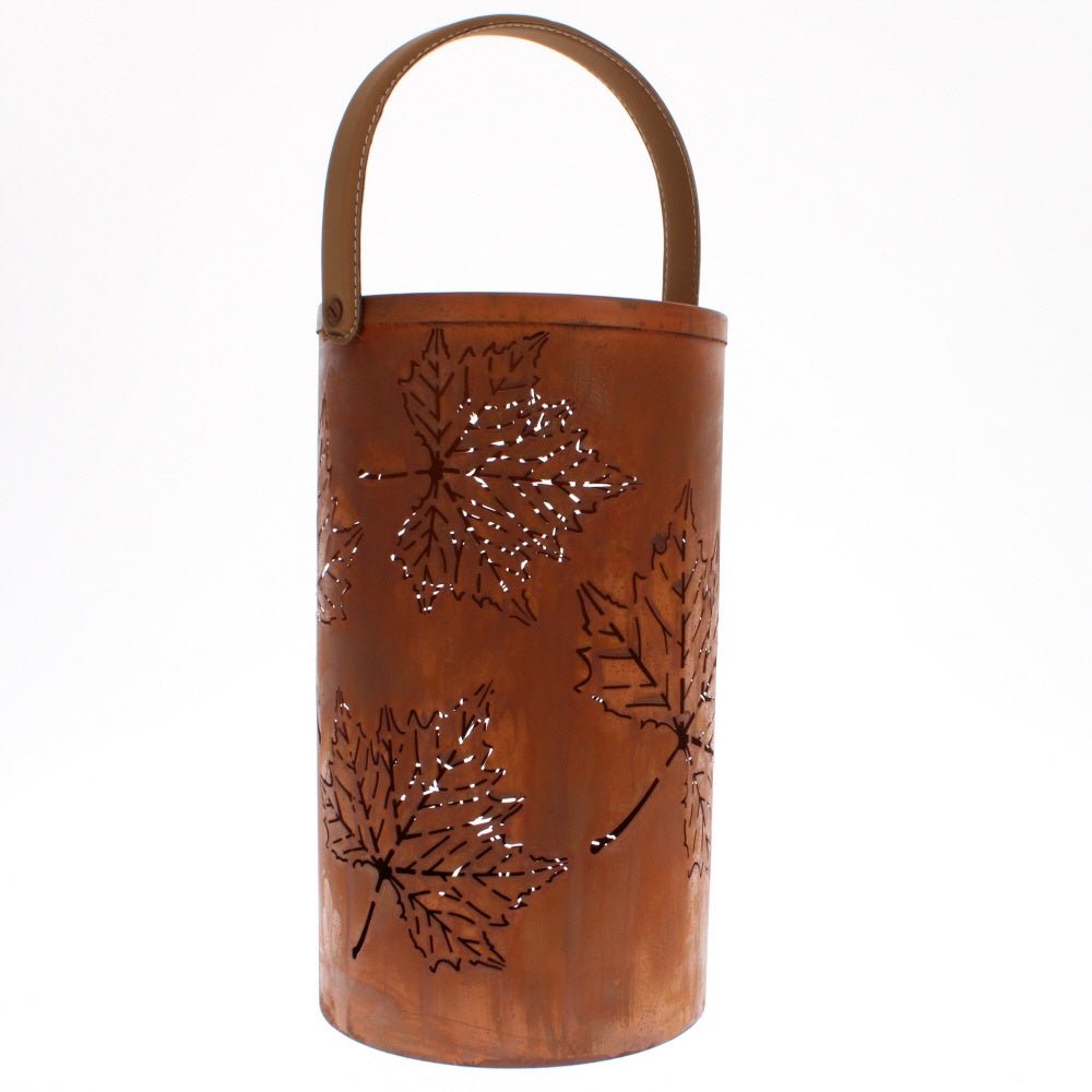 Rusty Leaf Lantern with Handle, Large - Angela Reed -