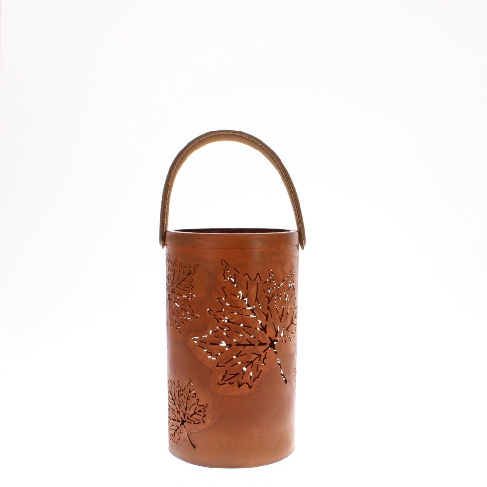 Rusty Leaf Lantern with Handle, Small - Angela Reed -