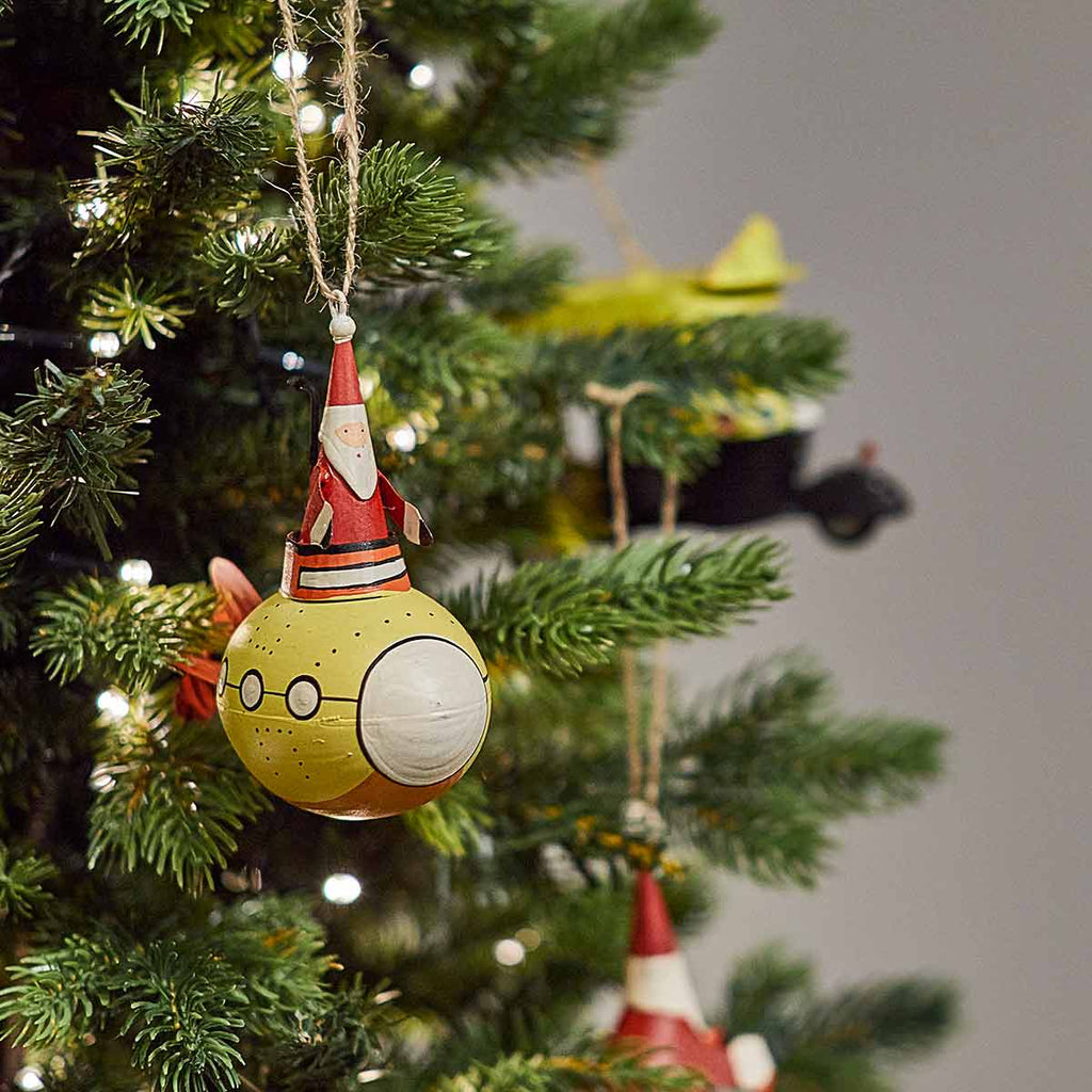 Santa on a Yellow Submarine - Angela Reed - Christmas Decorations