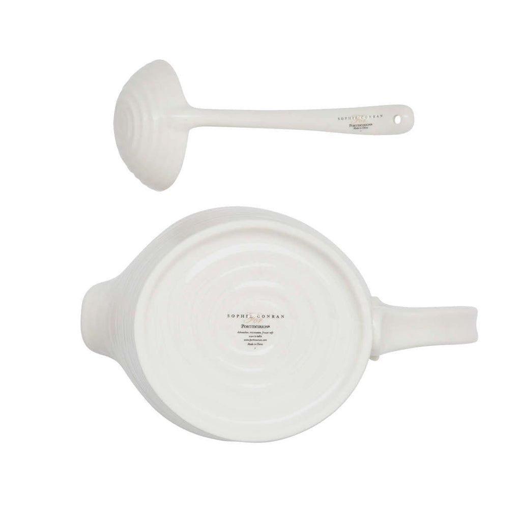 Sauce Jug with Mini Ladle, White - Angela Reed -