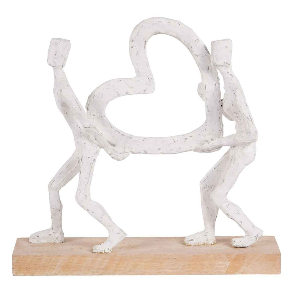 Sculpture of a Couple Holding Heart White - Angela Reed -