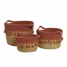 Seagrass Tassel Basket, Red Medium,Large,Small