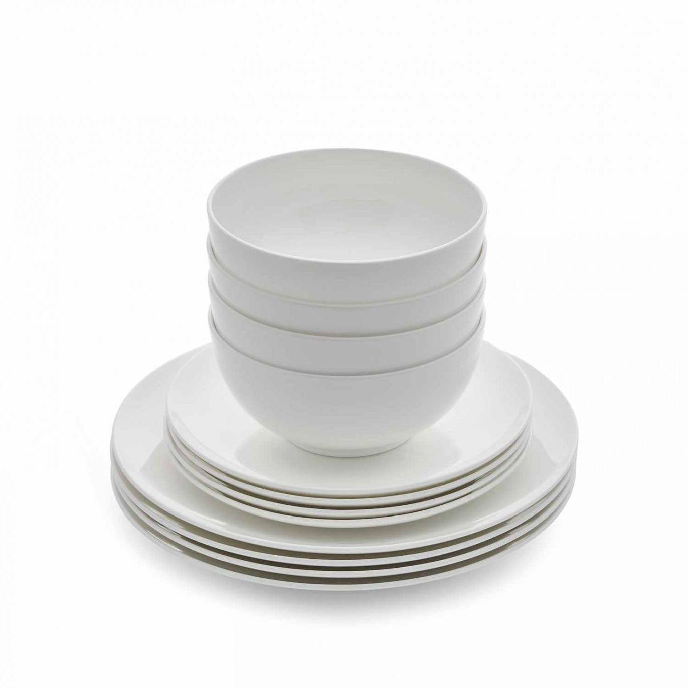 Serendipity Coupe 12 Piece Dinner Set, White