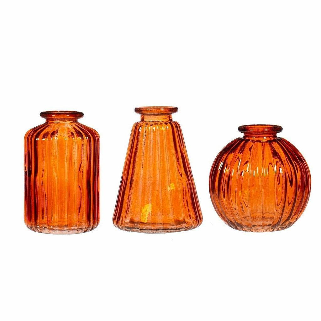 Set of 3 Amber Bud Vases
