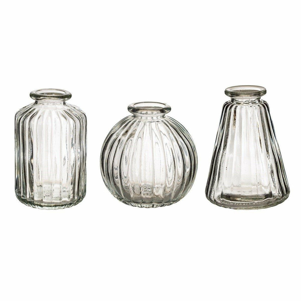 Set of 3 Clear Bud Vases