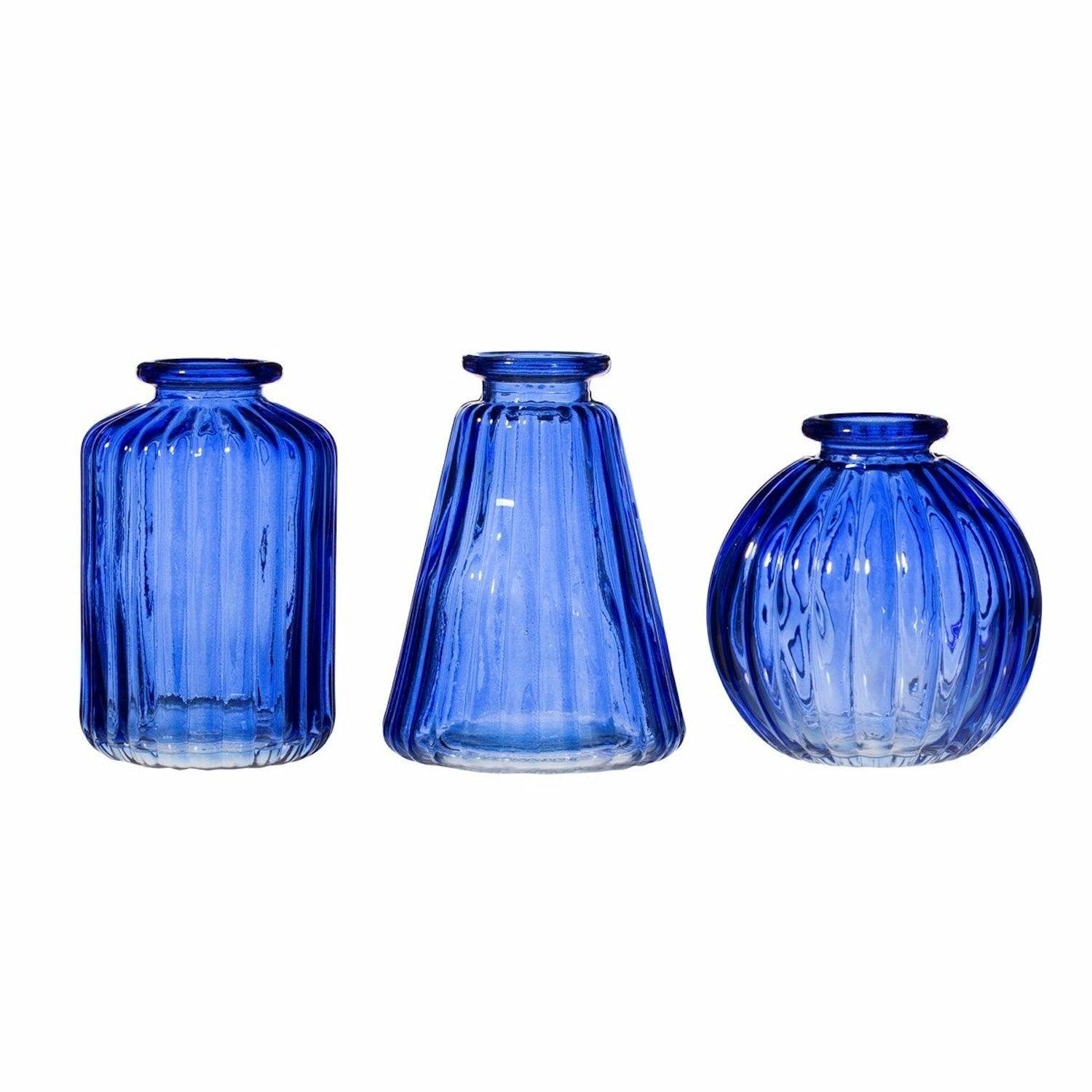 Set of 3 Cobalt Blue Bud Vases