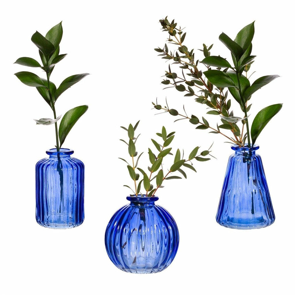 Set of 3 Cobalt Blue Bud Vases