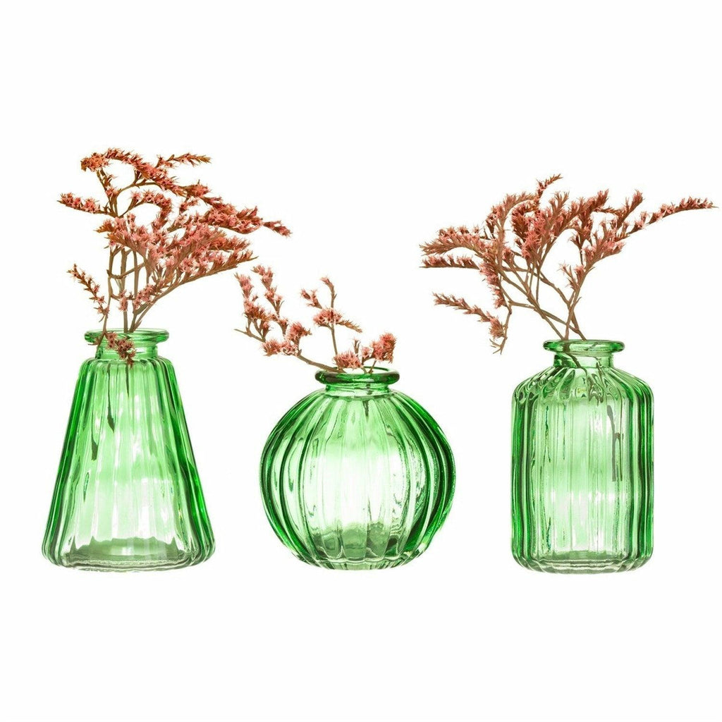 Set of 3 Green Bud Vases