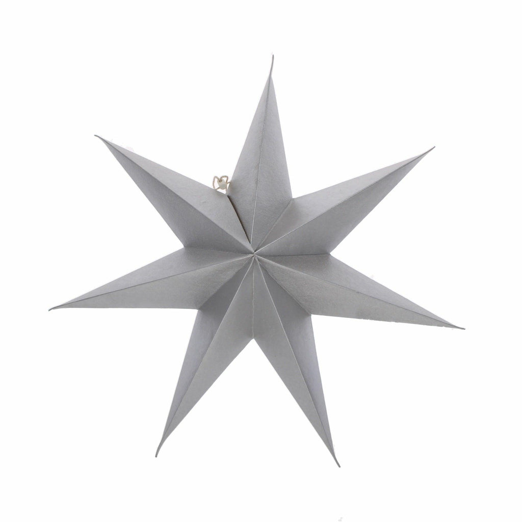 Set of 3 Silver Patterned Paper Star Decorations