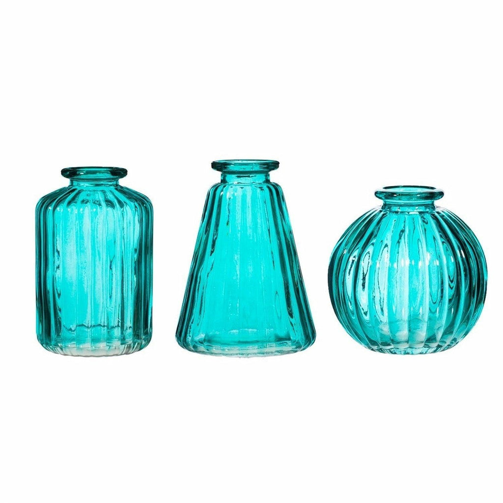 Set of 3 Turquoise Bud Vases