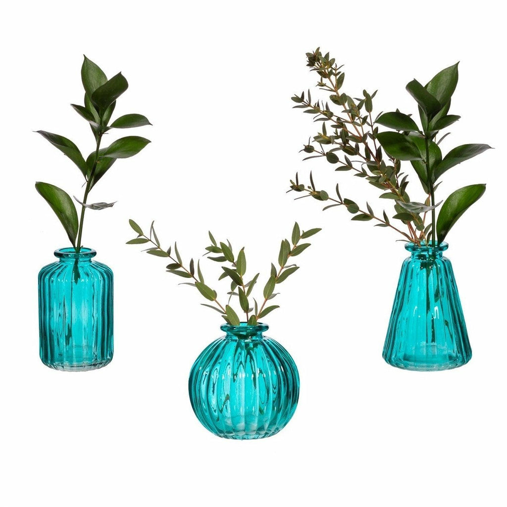 Set of 3 Turquoise Bud Vases
