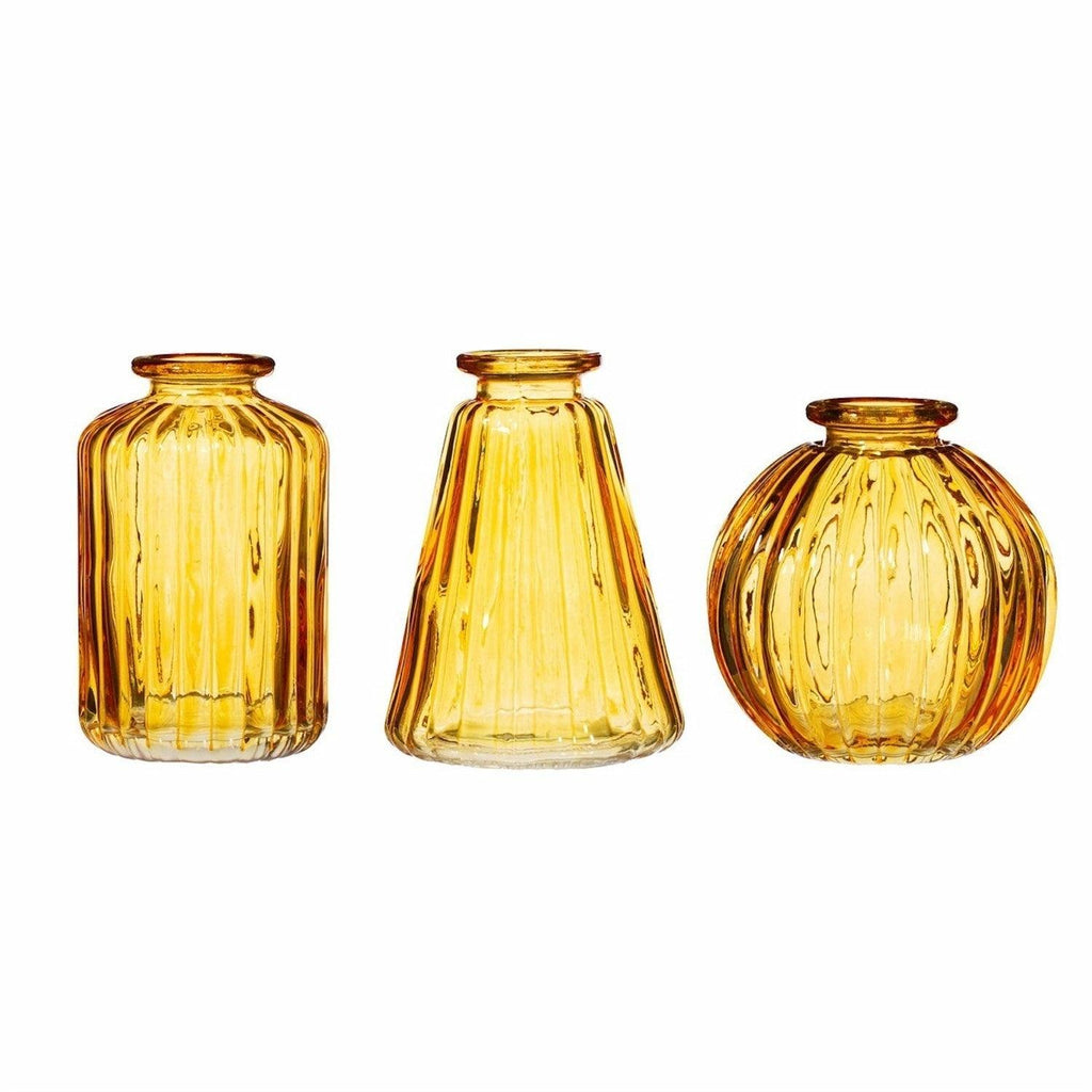 Set of 3 Yellow Bud Vases