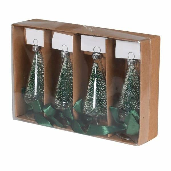 Set of 4 Glass and Tree Name Card Holders