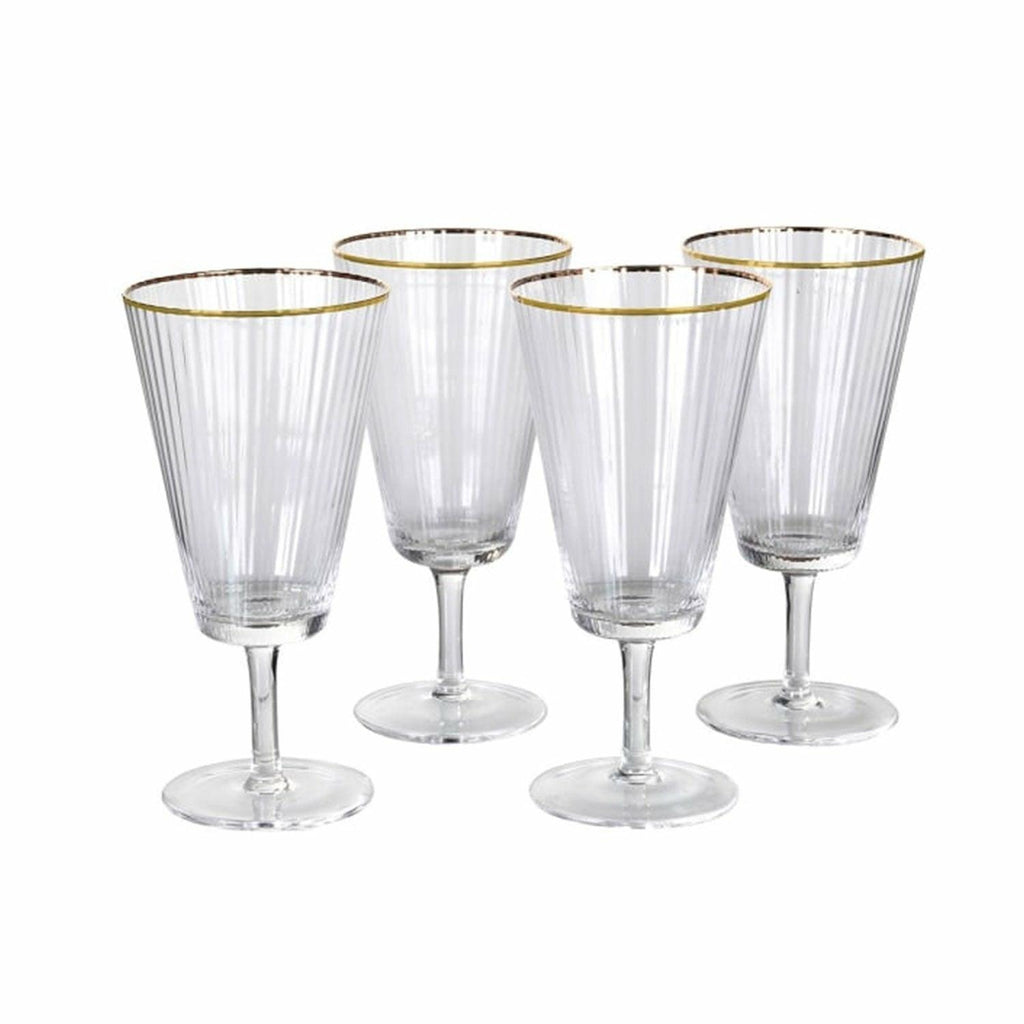 Set of 4 Gold Rim Red Wine Glasses