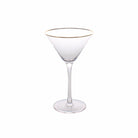 Set of 4 Ribbed Gold Rim Martini Glasses
